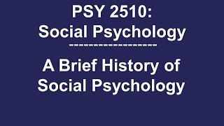 the history of social psychology